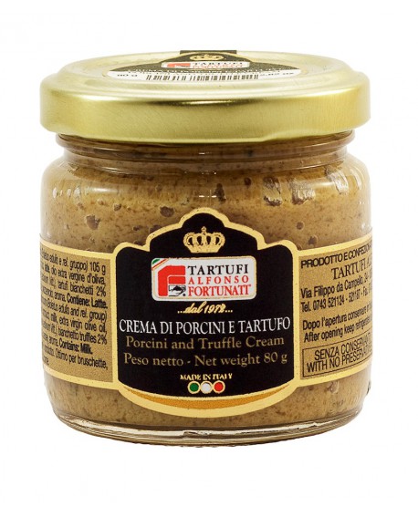 Crema di porcini tartufati 80 g, in vasetto di vetro - Tartufi Alfonso Fortunati