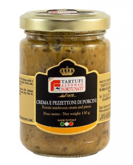 Crema e pezzettoni di porcini 130 g, in vasetto di vetro - Tartufi Alfonso Fortunati