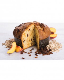 Panettone Artigianale al Farro Pesca e Uvetta - 750g (in scatola) - Pasticceria 7 Porte Nursine - Dolciaria Severini