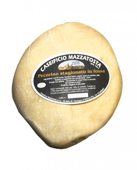 Pecorino stagionato in fossa - ovino 2,0-2,2 Kg - stagionatura 150 giorni - Caseificio Mazzatosta