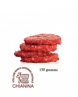 Hamburger di Chianina IGP 150g, in skin, cartone da n.18 pezzi - 2,7 Kg - Macelleria Carni IGP Certificate