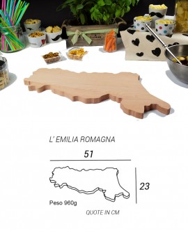 Tagliere in legno a forma di regione Emilia-Romagna - dimensione 51 x 23 - Elga Design