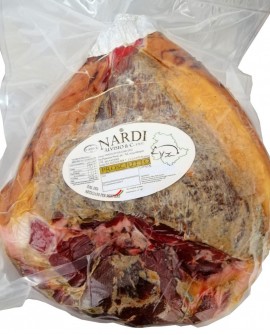 Prosciutto disossato PRESSATO, 8Kg sottovuoto artigianale-allevato in Italia-stag. 20 mesi Alta Norcineria-Prosciuttificio Nardi