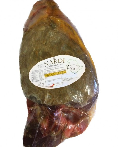 Prosciutto disossato ADDOBBO, 8Kg sottovuoto artigianale-allevato in Italia-stag. 20 mesi Alta Norcineria-Prosciuttificio Nardi